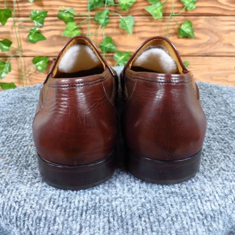 Nordstrom 61094 Mens Tassel Loafer Size 12 Dress Shoes Brown Woven Leather Italy